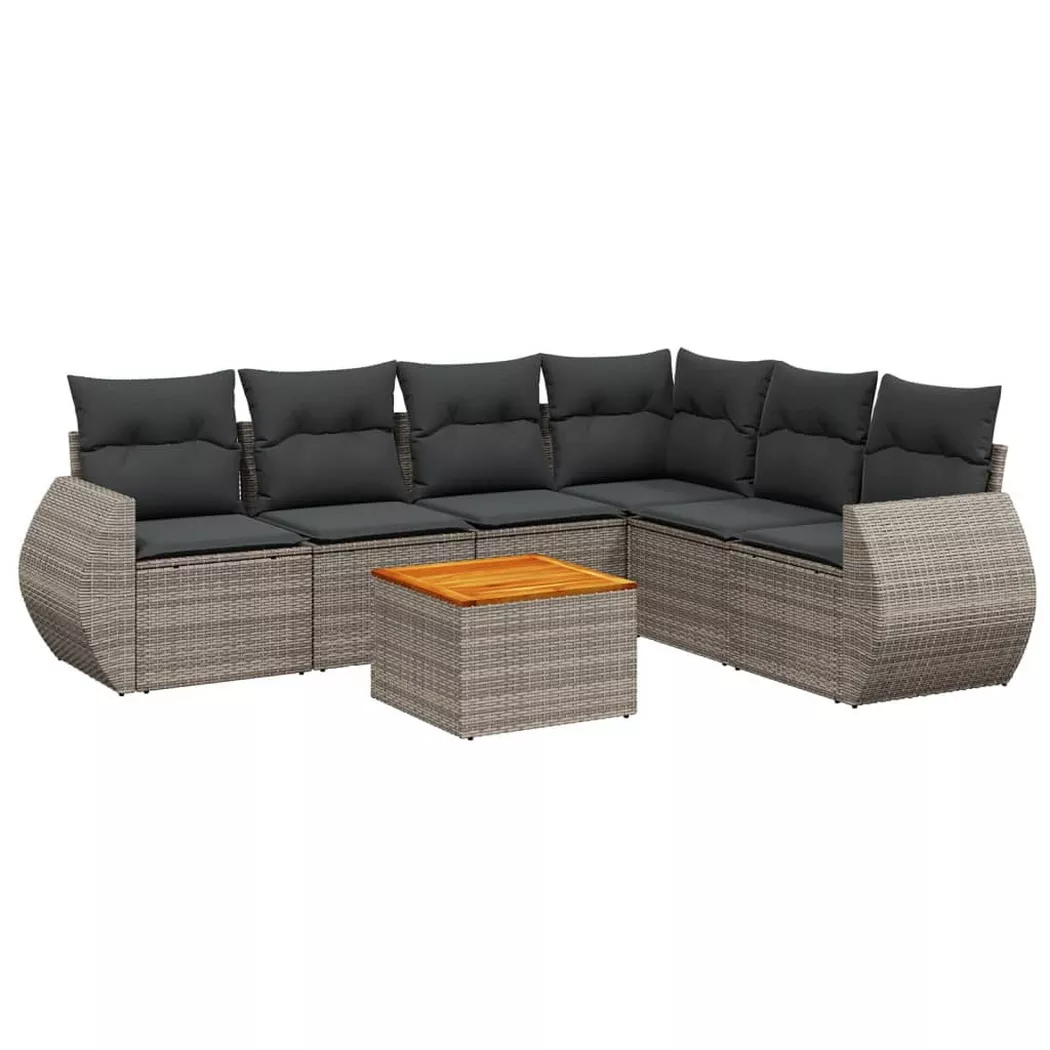 Vidaxl - Salon de jardin avec coussins 7 pcs gris résine tressée
