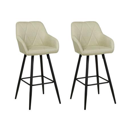 Beliani Lot de 2 chaises de bar en Tissu Rétro DARIEN  