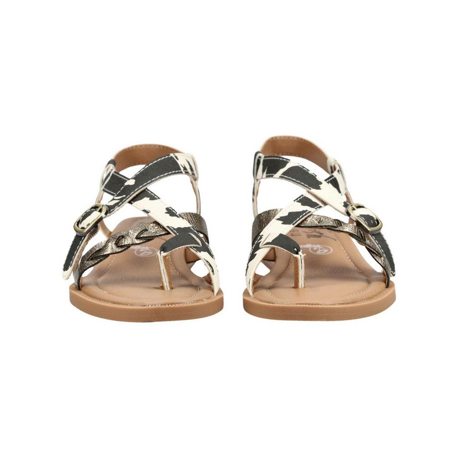 Blowfish Sandali con cinghie stampa mucca e tacco a zeppa  