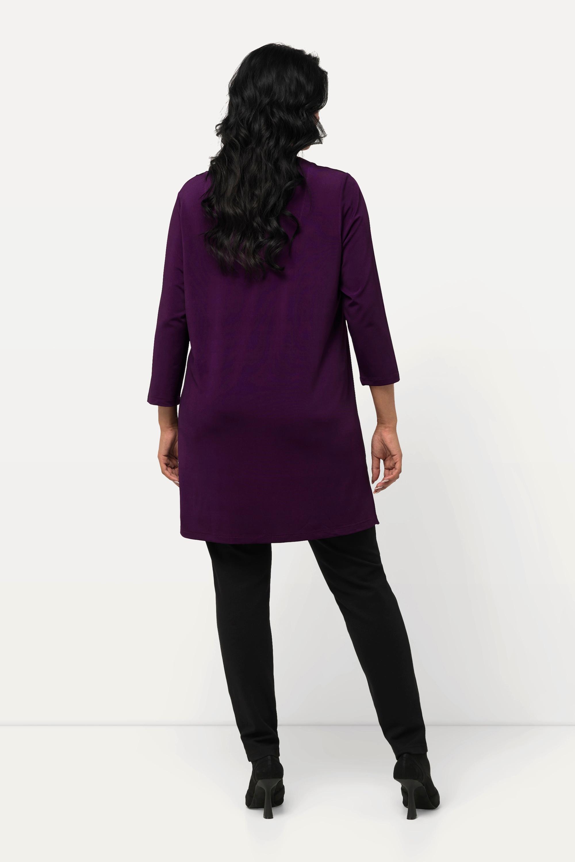 Ulla Popken T-shirt Slinky Floral Coupe Évasée Encolure en V Manches 3/4  