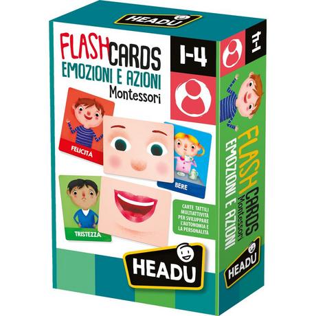 HEADU  Montessori Flash Cards Emozioni e Azioni ITALIENISCH 
