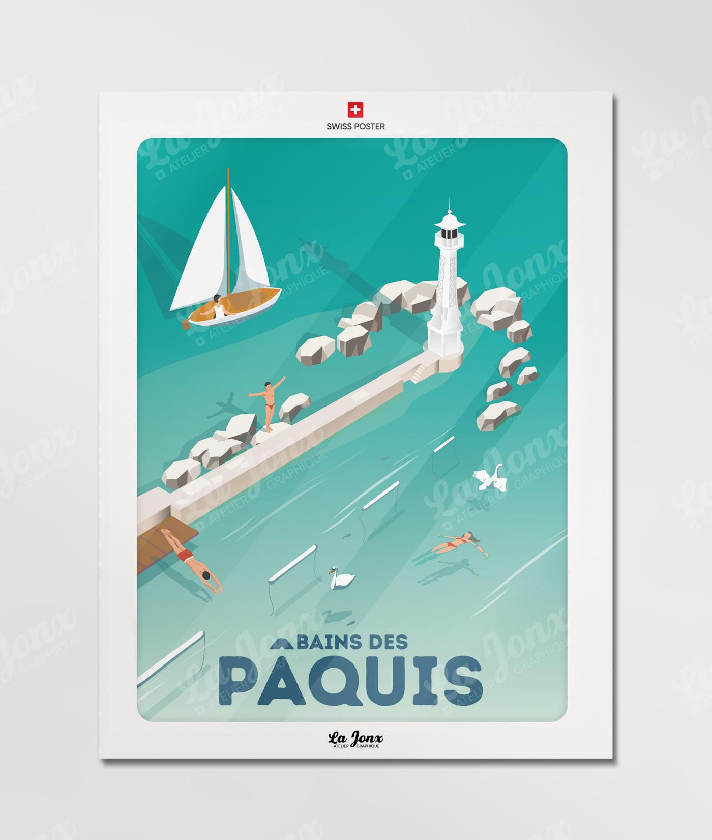 La-Jonx Affiche de Bains des Pâquis - Farniente  