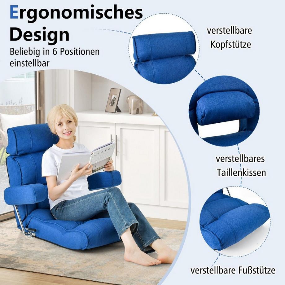 Northix Bodenstuhl klappbares Bondensofa mit verstellbarer Rückenlehne  