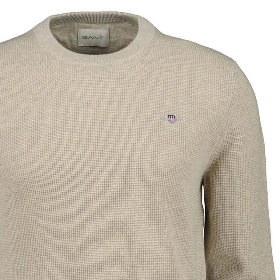 GANT Micro Texturiertes Baumwollpullover Rundhals  