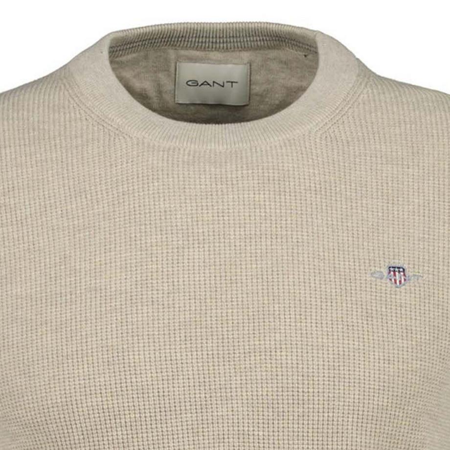 GANT Micro Texturiertes Baumwollpullover Rundhals  