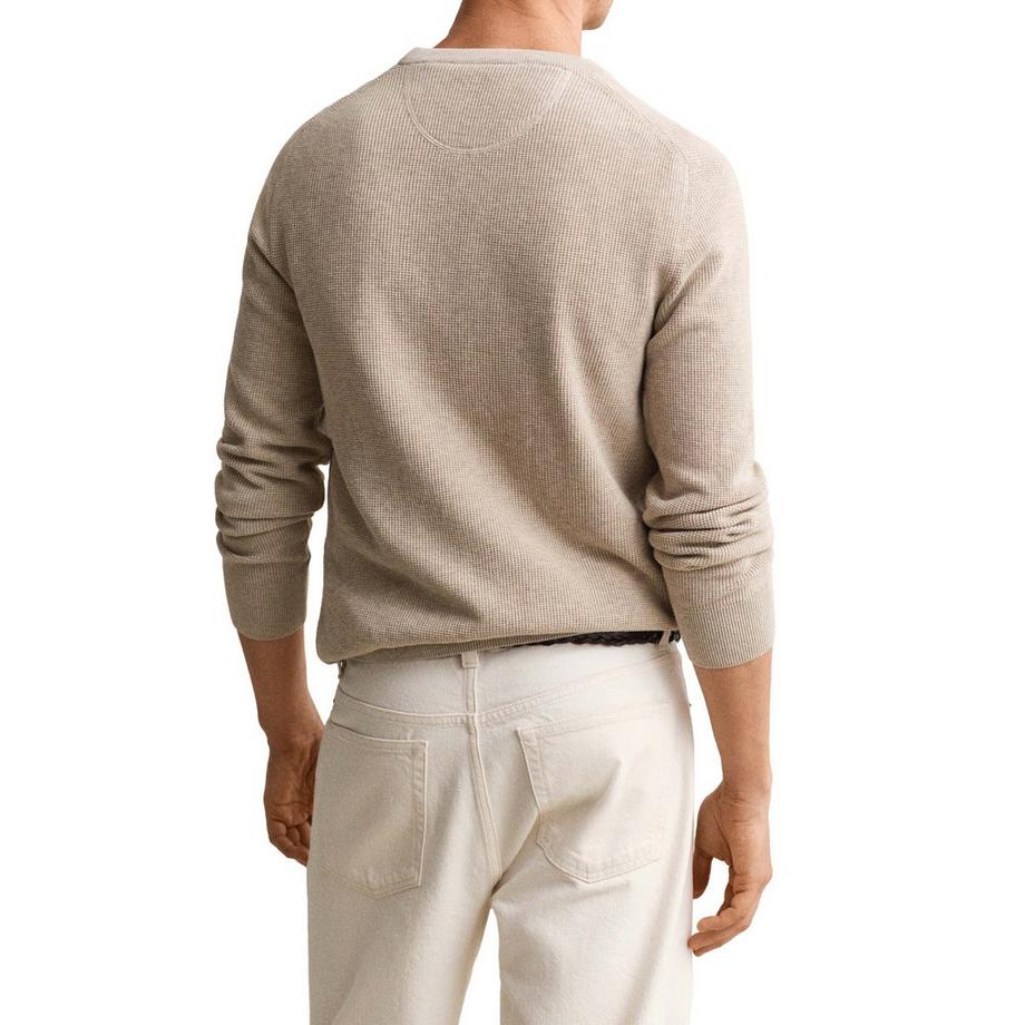 GANT Micro Texturiertes Baumwollpullover Rundhals  