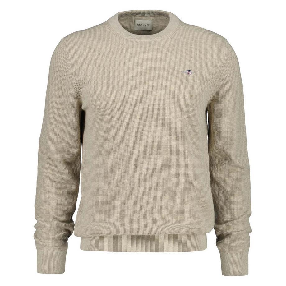 Strickpullover  1er Pack Bequem sitzend-MICRO TEXTURED COTTON C-NECK