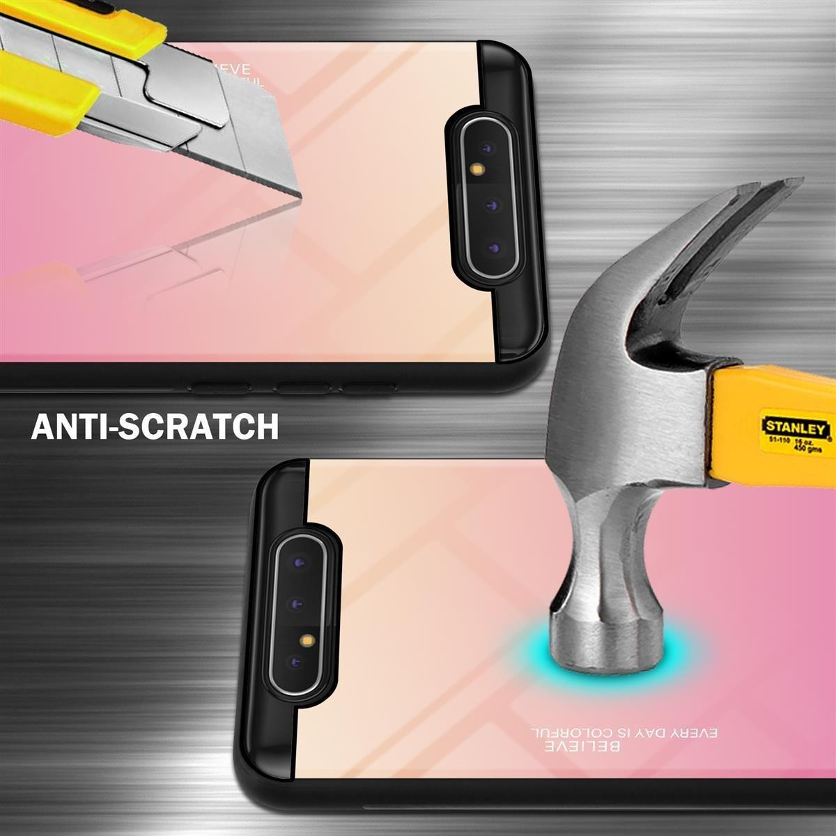 Cadorabo  Housse compatible avec Samsung Galaxy A80 / A90 4G - Coque de protection bicolore en silicone TPU et dos en verre trempé 