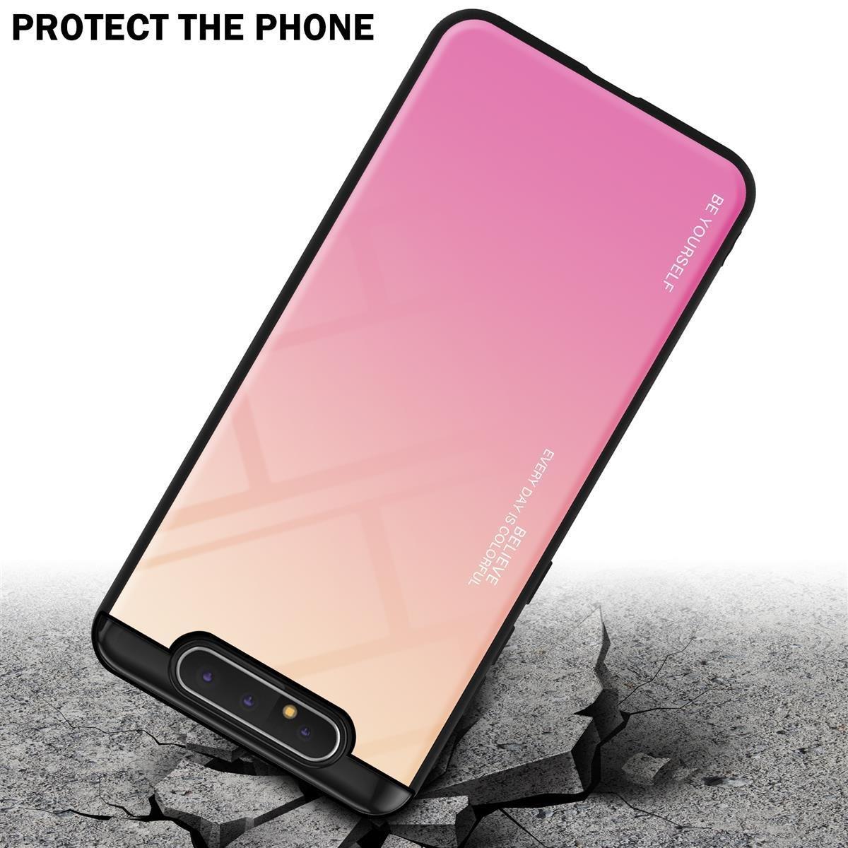 Cadorabo  Housse compatible avec Samsung Galaxy A80 / A90 4G - Coque de protection bicolore en silicone TPU et dos en verre trempé 