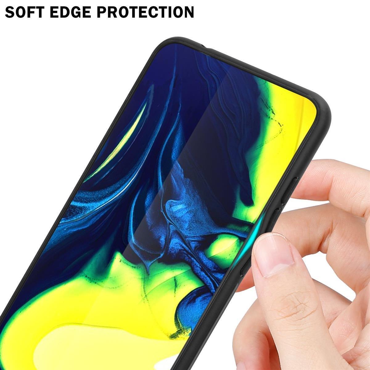 Cadorabo  Housse compatible avec Samsung Galaxy A80 / A90 4G - Coque de protection bicolore en silicone TPU et dos en verre trempé 