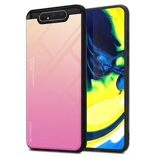 Cadorabo  Housse compatible avec Samsung Galaxy A80 / A90 4G - Coque de protection bicolore en silicone TPU et dos en verre trempé 