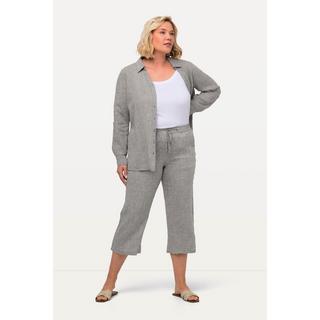 Ulla Popken  Pantaloni di lino a 7/8 naturalmente freschi con cintura elastica 