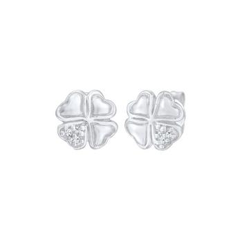Ohrringe Kleeblatt Diamant (0.03) 925 Silber