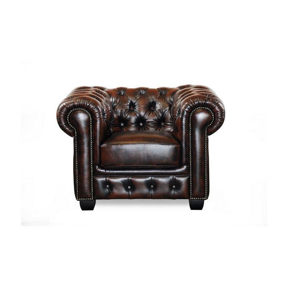 LINEA SOFA Chesterfield Garnitur 3+1 Büffelleder BRENTON  