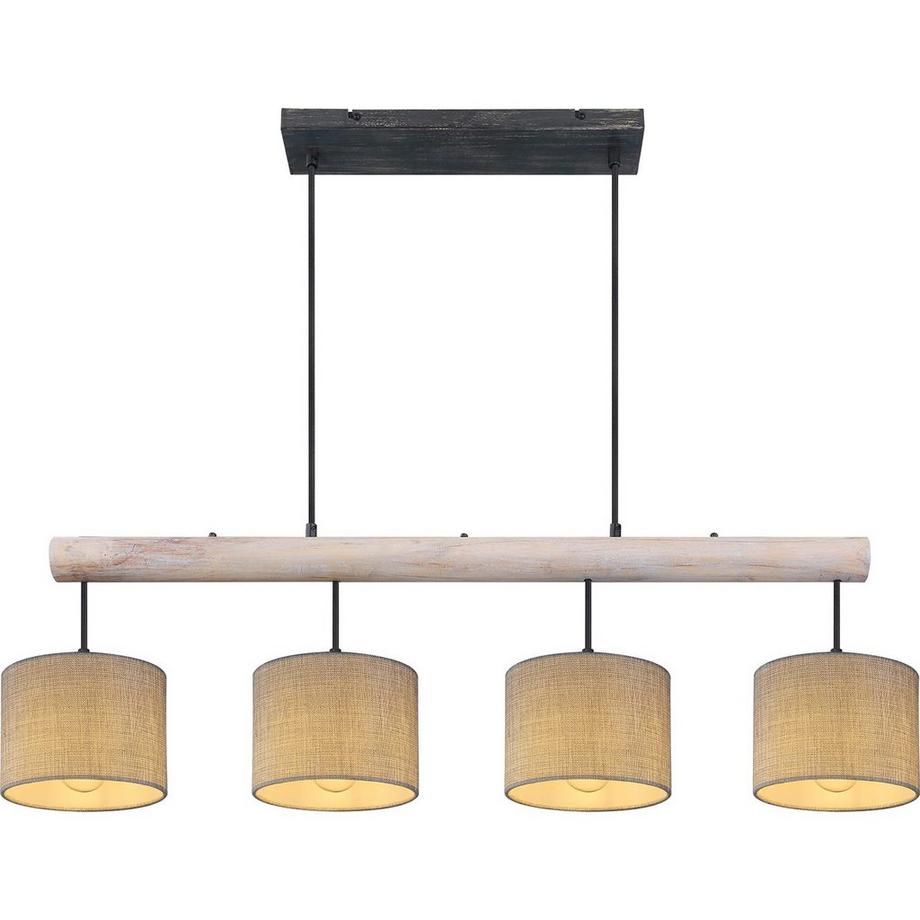 mutoni Lampe à suspension Roger métal noir mat 4xE27  