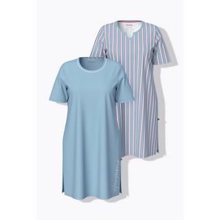 Ulla Popken Bigshirts 2er-Pack Rundhals Tunika-Ausschnitt Halbarm  