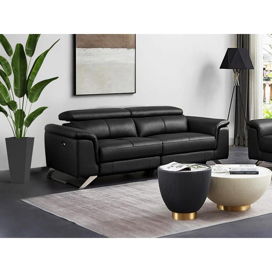 Vente-unique Canapé 3 places relax électrique en cuir de vachette noir BREYT II  