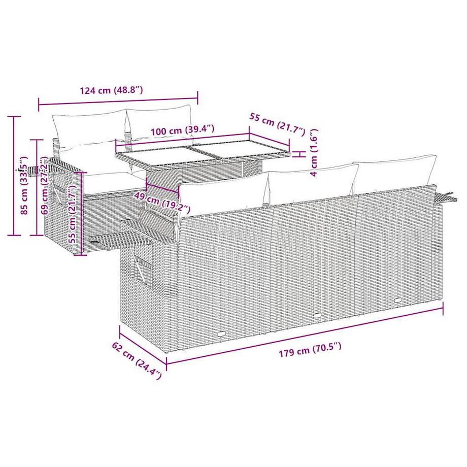 VidaXL Ensemble de canapés de jardin rotin synthétique  