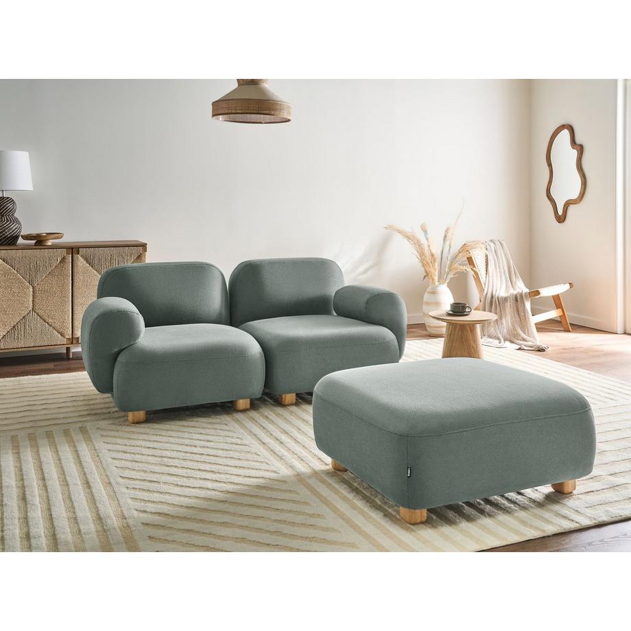 Beliani Canapé 2 places avec ottoman en Tissu Moderne AMLI  