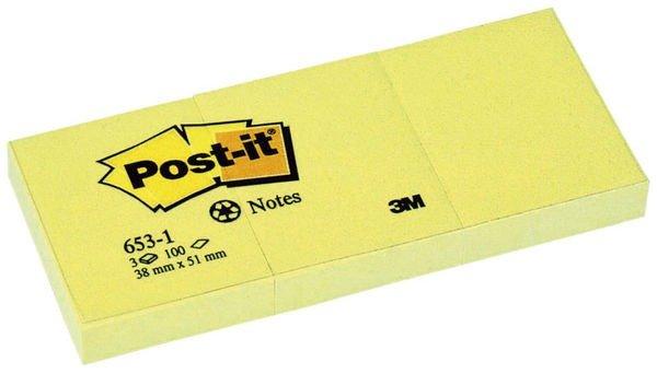 Post-It POST-IT Haftnotizen Recycling 51x38mm 653-1 gelb/100 Blatt 3 Stück  