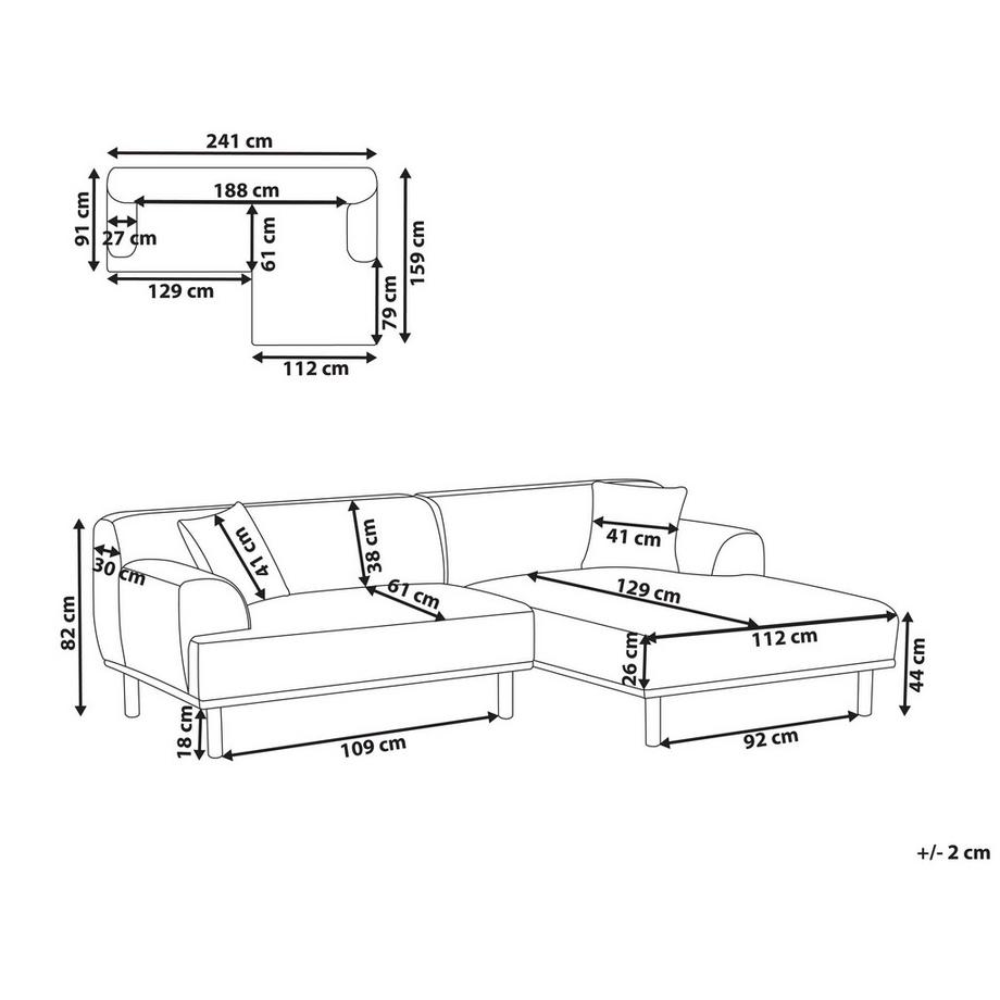 Beliani Canapé d'angle gauche en Tissu Moderne HOLT  