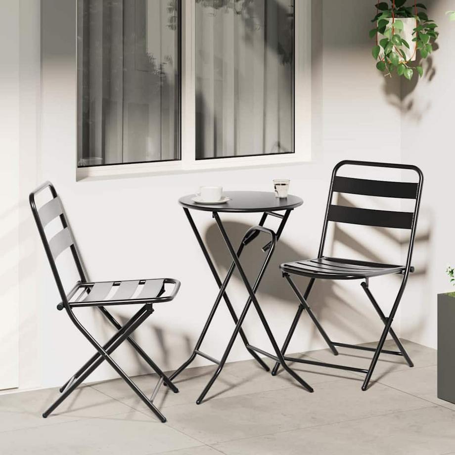 VidaXL Set Bistro da Giardino Acciaio  