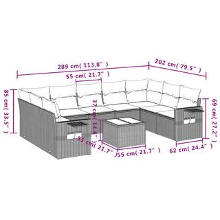 VidaXL Ensemble de canapés de jardin rotin synthétique  