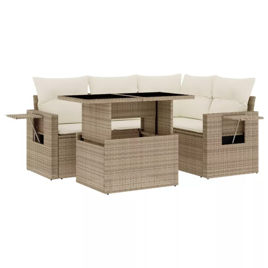 Vidaxl - Salon de jardin avec coussins 5 pcs beige résine tressée
