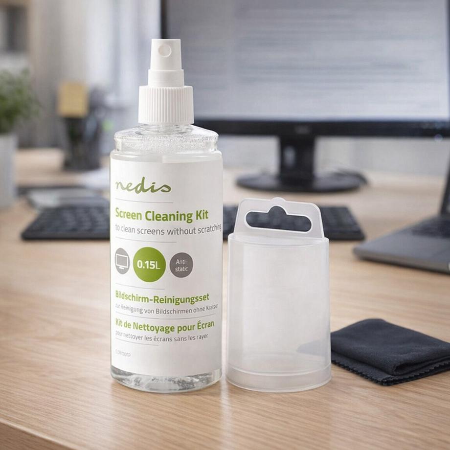 Nedis Nettoyant écran | Spray | 150 ml | Ordinateur / Tablette / Smartphone / Ecran TV | Lingettes incluses  