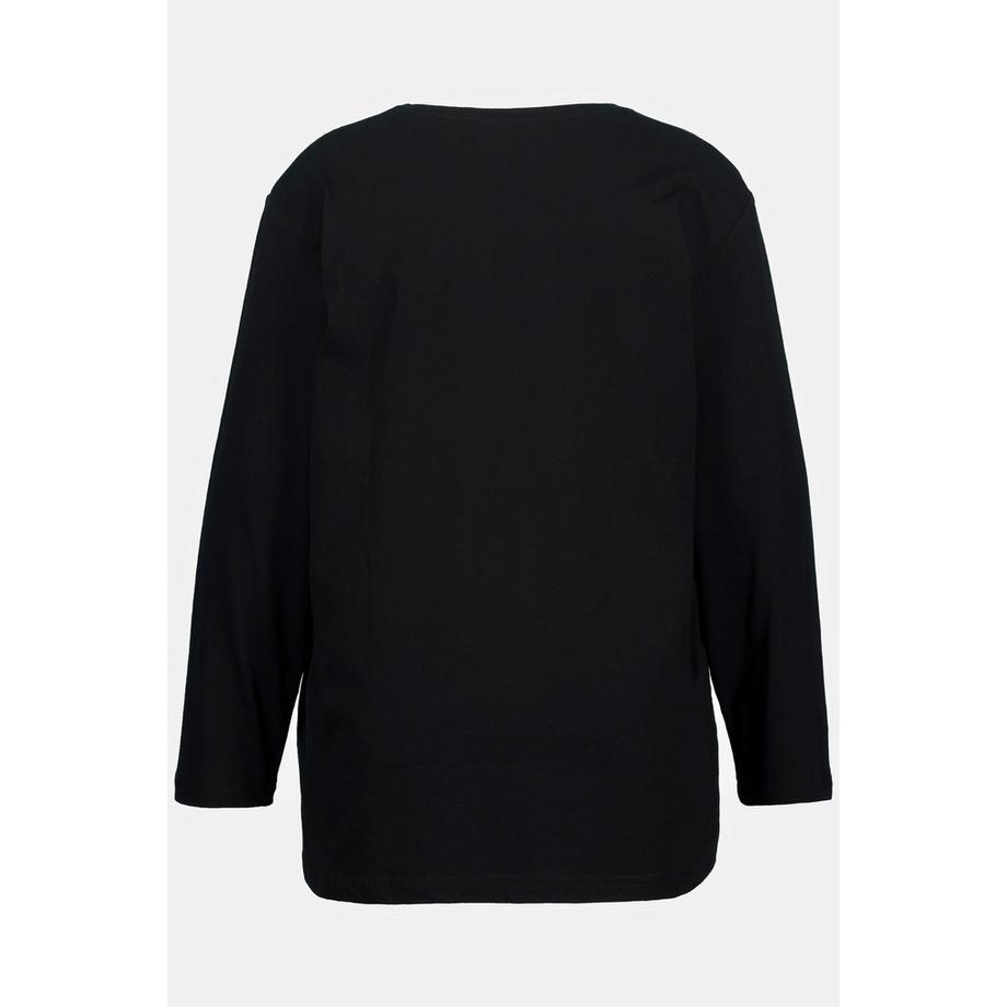 Ulla Popken Maglia Relaxed Maniche Lunghe Scollo a V  