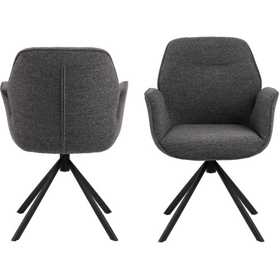 mutoni Chaise avec accoudoirs Aurora anthracite (1 pièce)  