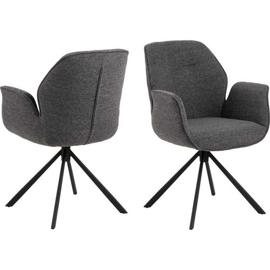 mutoni Chaise avec accoudoirs Aurora anthracite (1 pièce)  