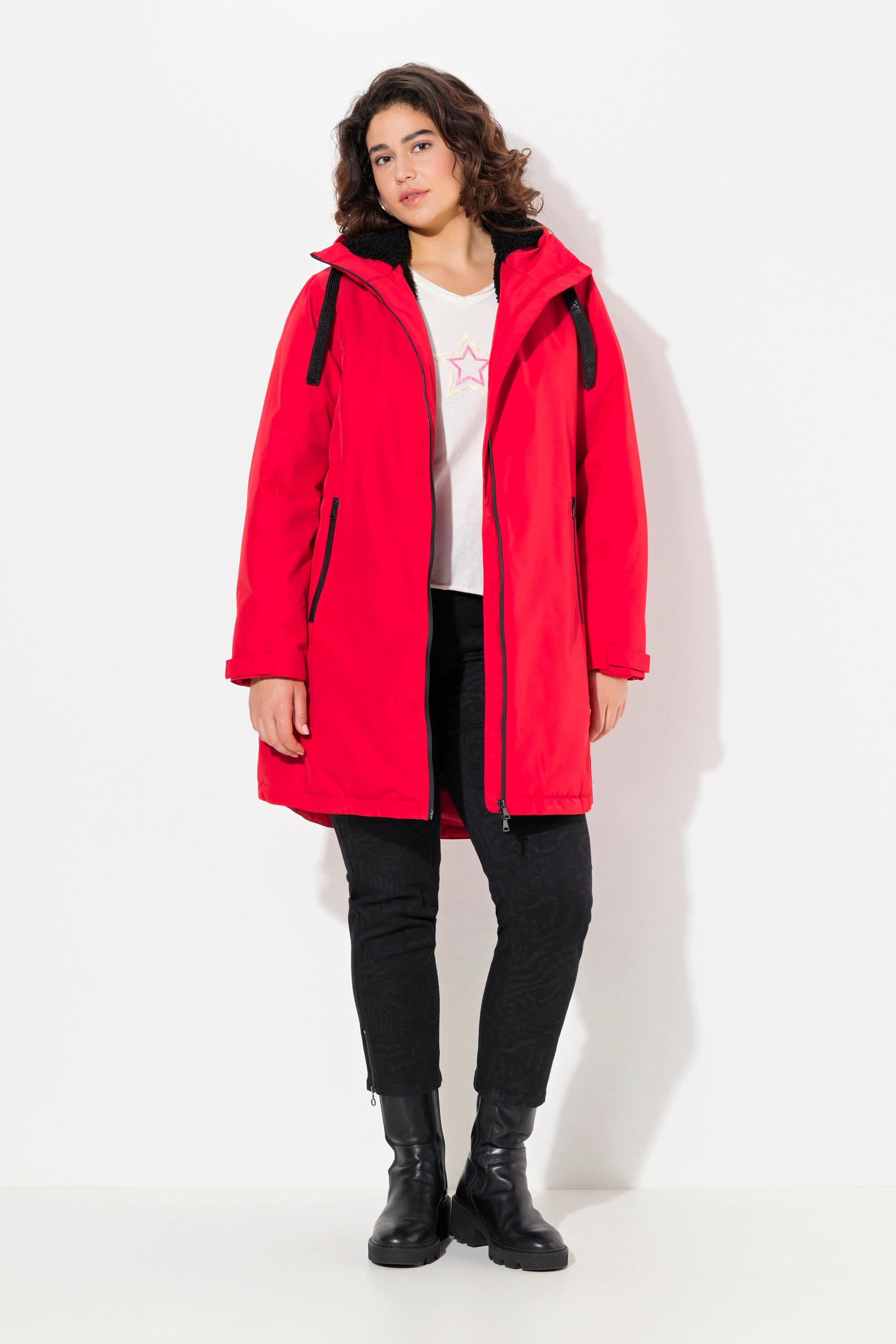 Ulla Popken Cappotto funzionale HYPRAR impermeabile con cappuccio in teddy  