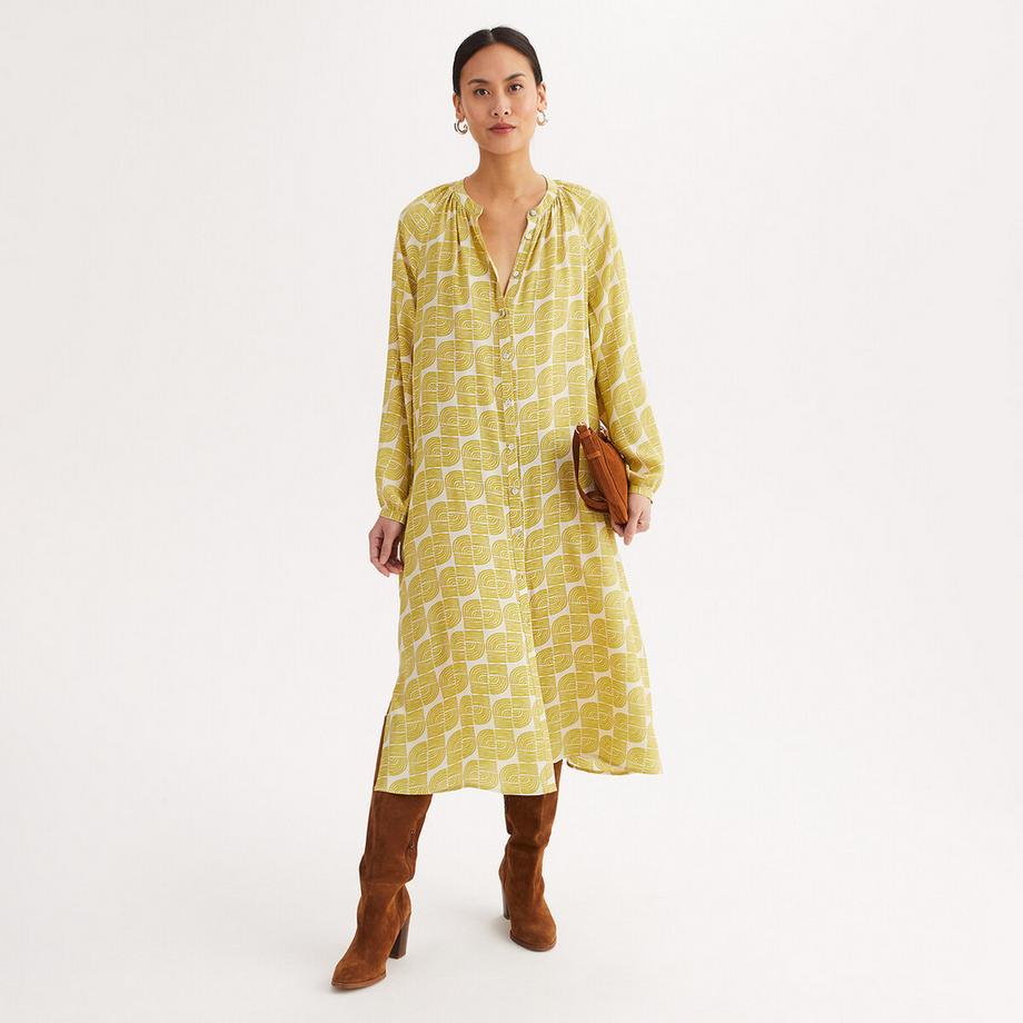 La Redoute Collections Gerade geschnittenes langes Kleid mit grafischem Muster  