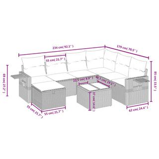 VidaXL Ensemble de canapés de jardin rotin synthétique  