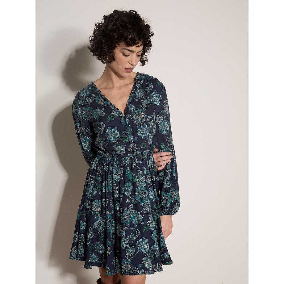Mini-Kleid mit folkloristischem Blumenmuster