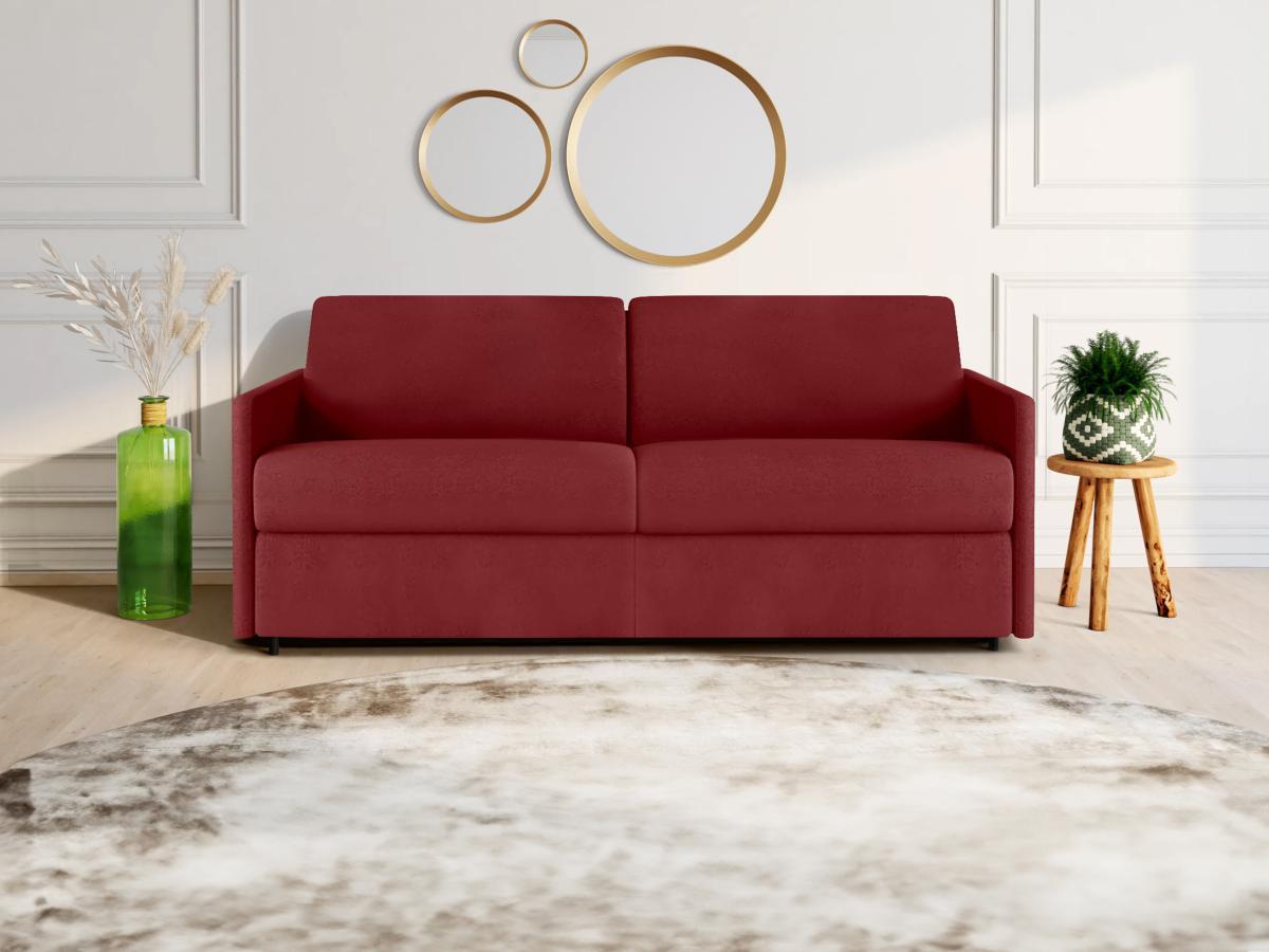 Vente-unique Schlafsofa 4Sitzer Stoff Liegefläche mit Lattenrost mit breiten LattenMatratze CALIFE  
