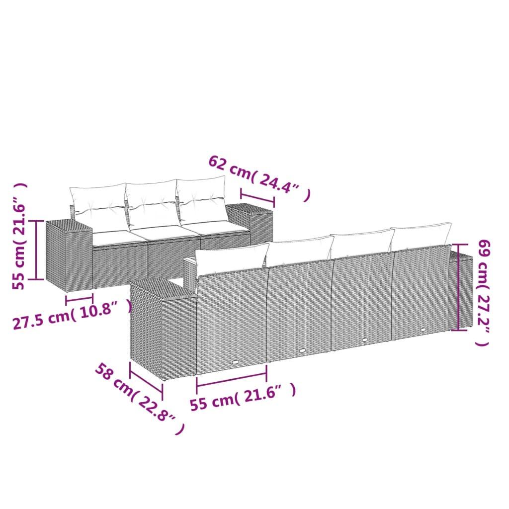 VidaXL Ensemble de canapés de jardin rotin synthétique  