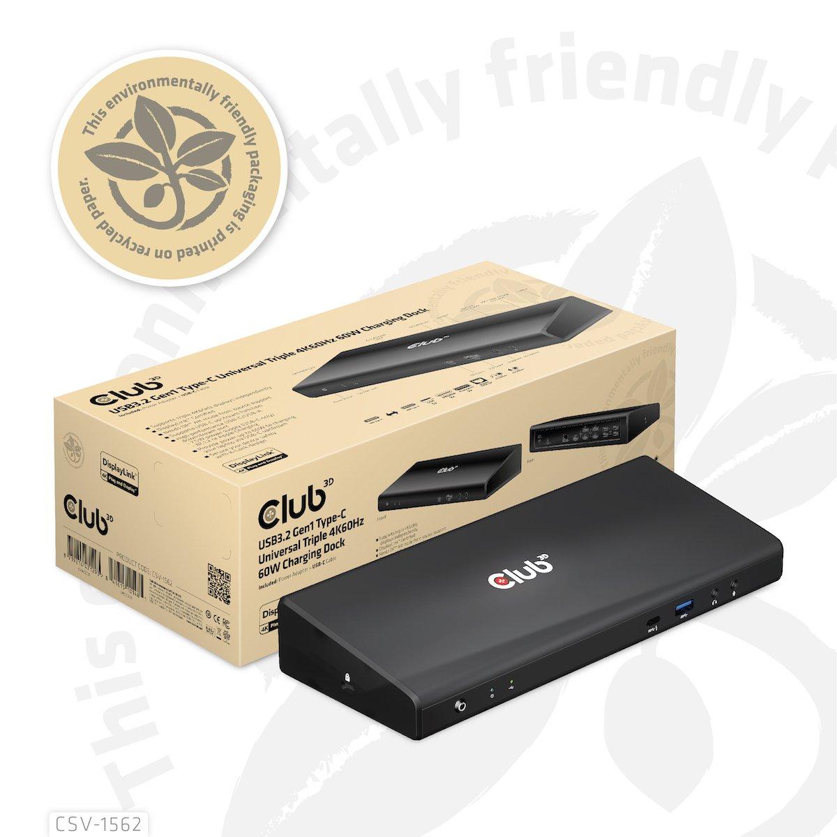 Image of Club3D CSV-1562 Notebook-Dockingstation & Portreplikator Andocken USB 3.2 Gen 1 (3.1 Gen 1) Type-C Schwarz