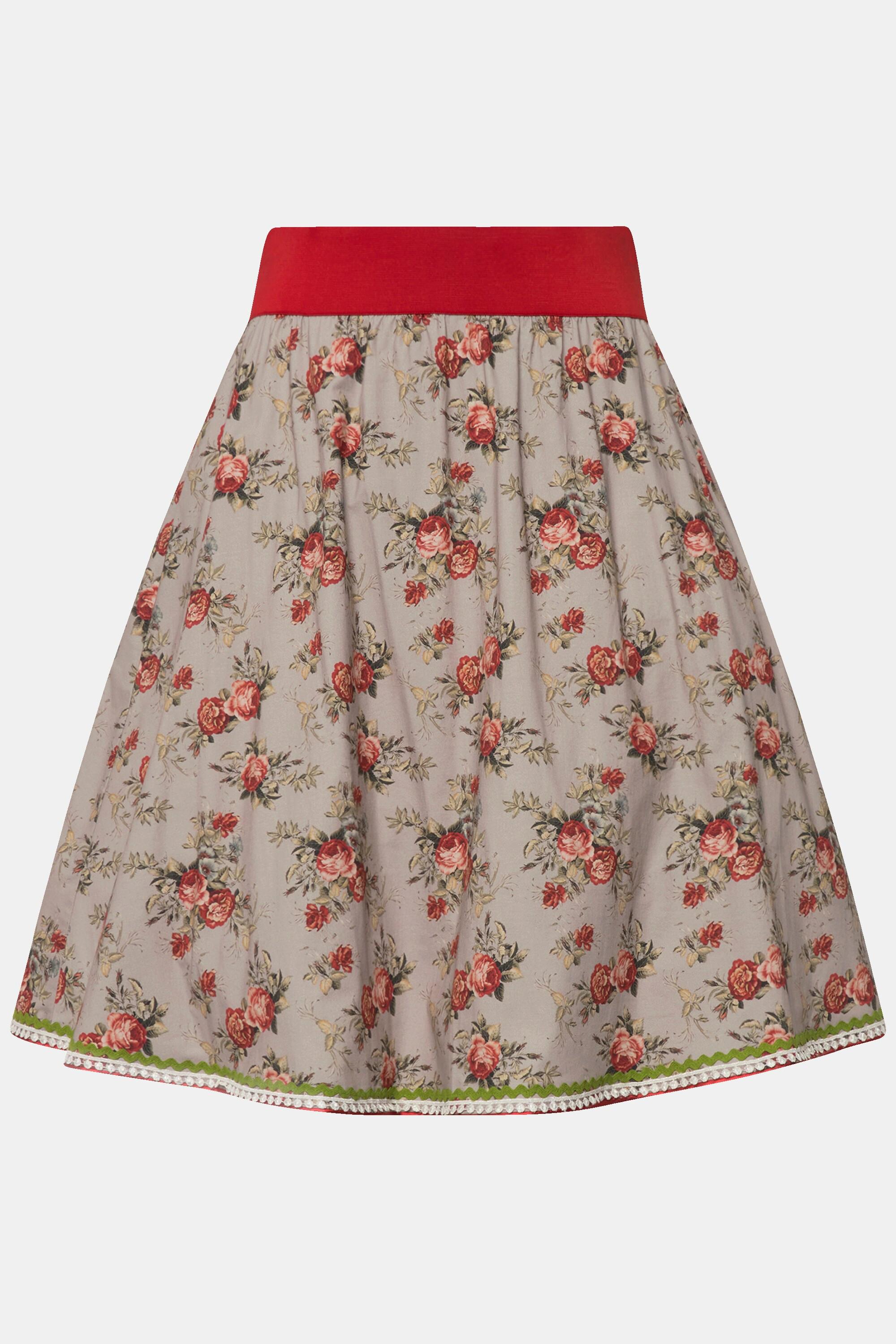 Ulla Popken Trachtenrock A-Linie Elastikbund Zierbänder Spitze  