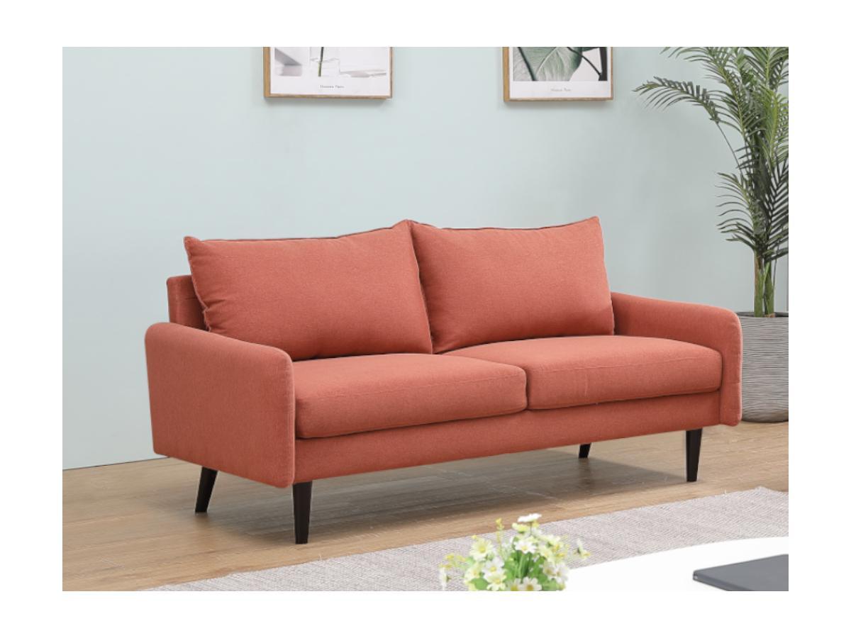 Vente-unique 3SitzerSofa HALIA Stoff Terrakotta  