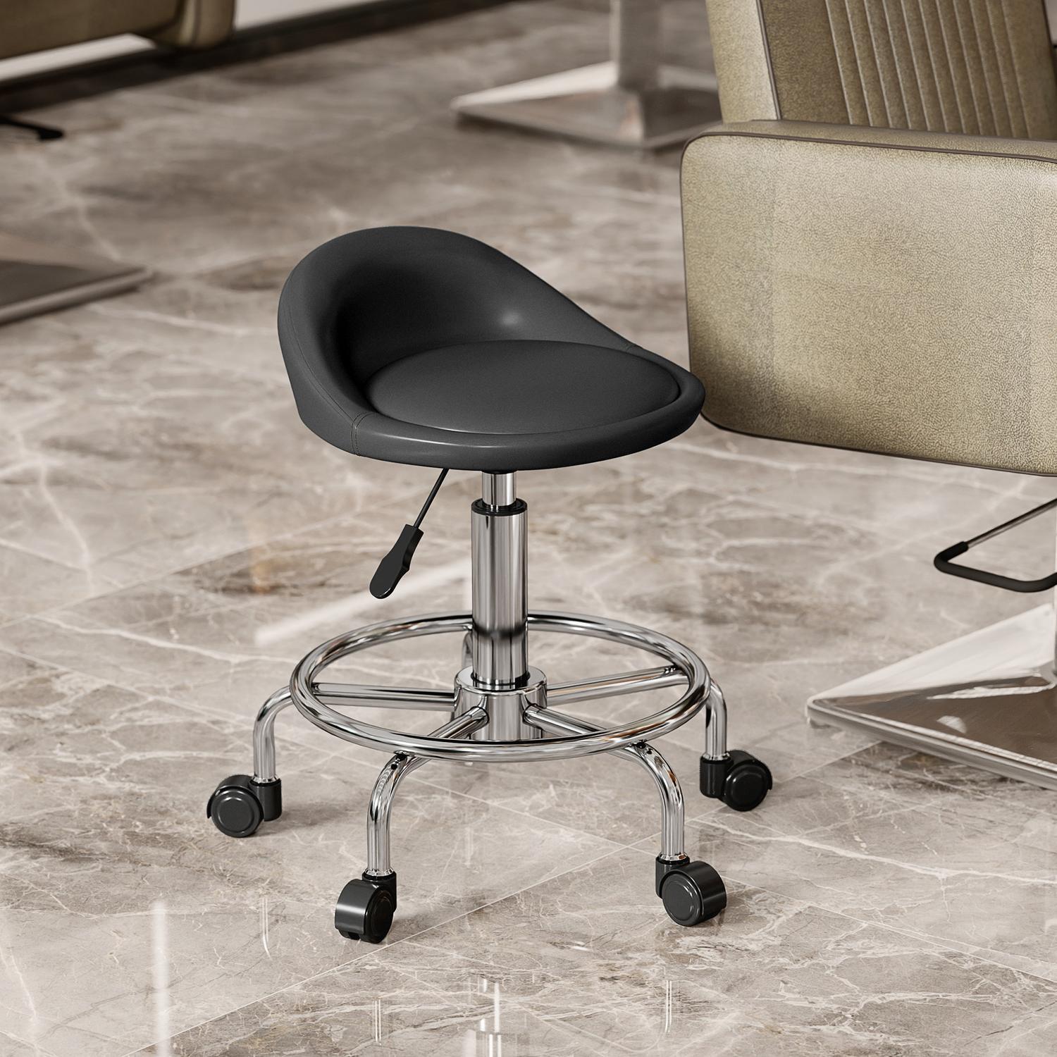 Northio Tabouret roulant réglable en hauteur avec dossier tabouret pivotant 59-75 cm tabouret de travail tabouret rotatif à 360° tabouret de bureau pour bureau salon massage spa noir Aosom  