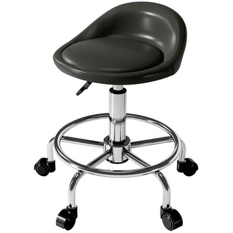 Northio Tabouret roulant réglable en hauteur avec dossier tabouret pivotant 59-75 cm tabouret de travail tabouret rotatif à 360° tabouret de bureau pour bureau salon massage spa noir Aosom  