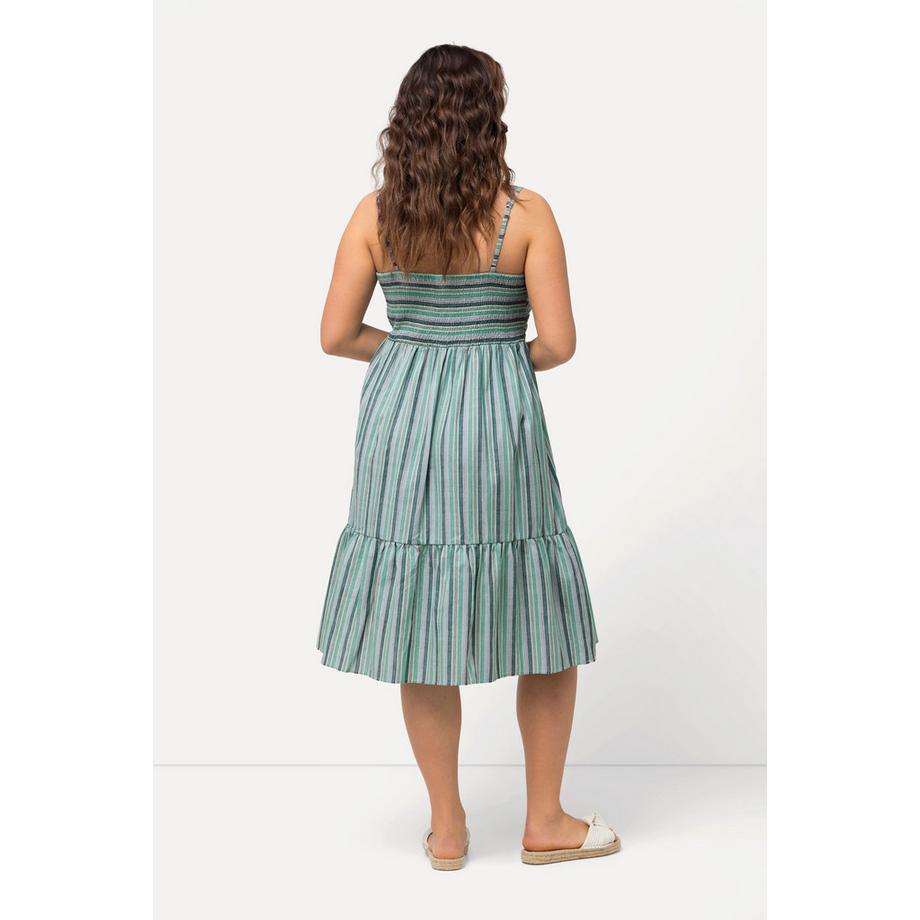 Ulla Popken Midikleid Streifen A-Linie ärmellos  