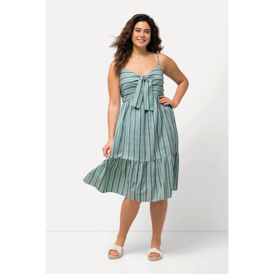 Ulla Popken Midikleid Streifen A-Linie ärmellos  