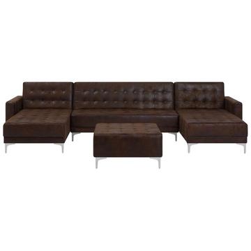 U-förmiges Sofa mit Ottomane aus Kunstleder Industriell ABERDEEN