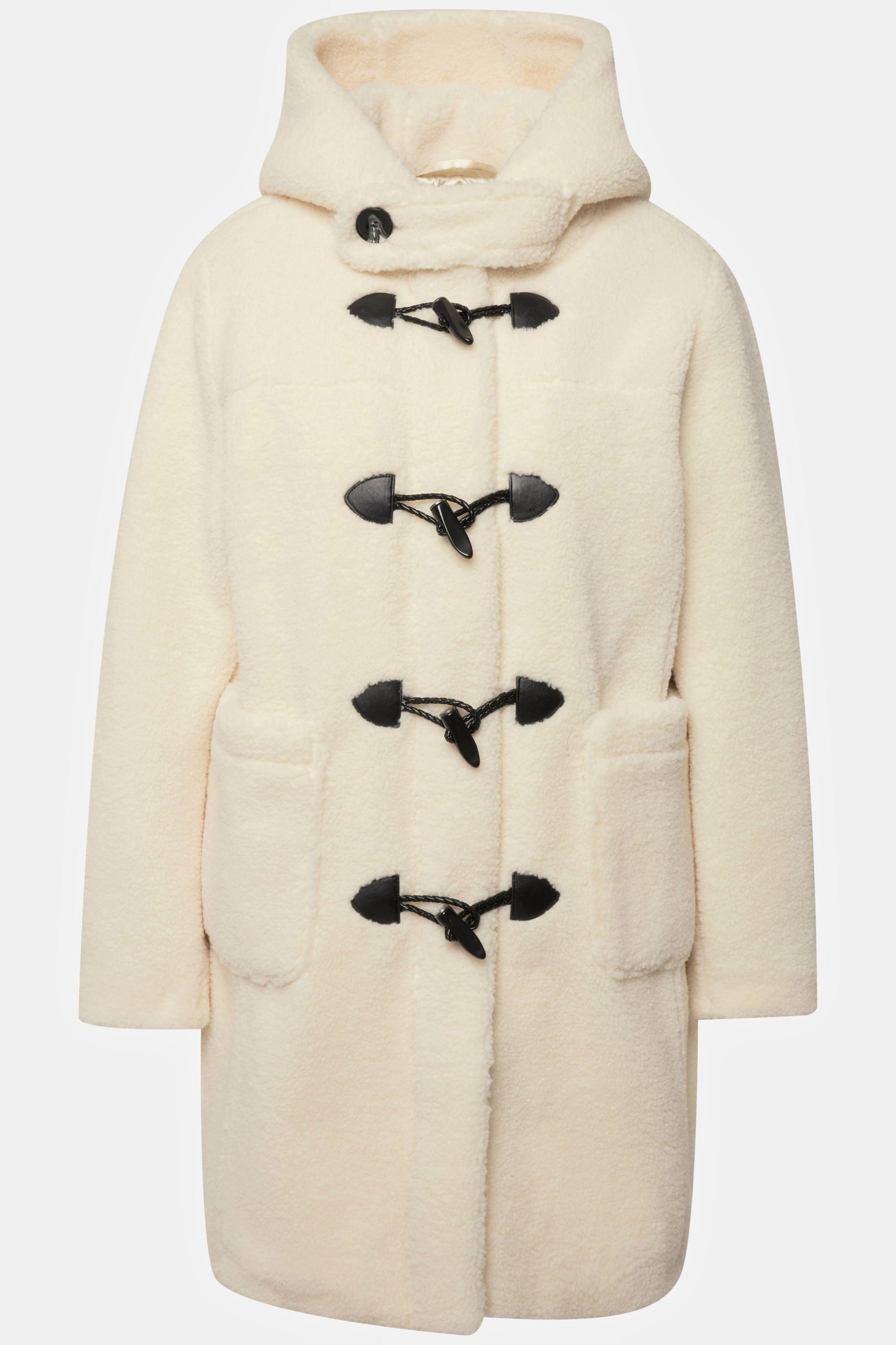 Ulla Popken  Duffle-coat en bouclette moelleuse, capuche et boutons brandebourg 