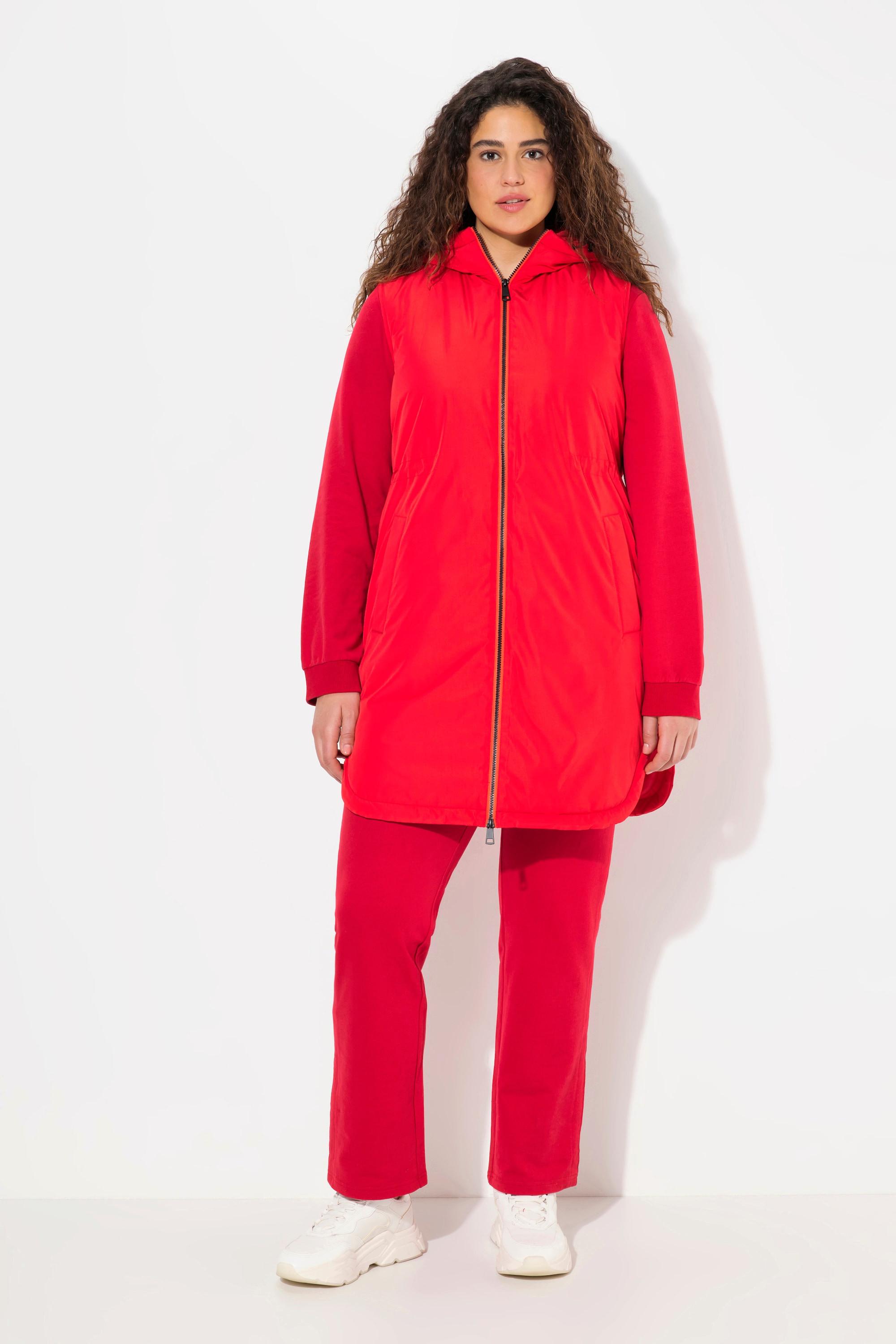 Ulla Popken Gilet idrorepellente con cappuccio e cerniera a doppio cursore  