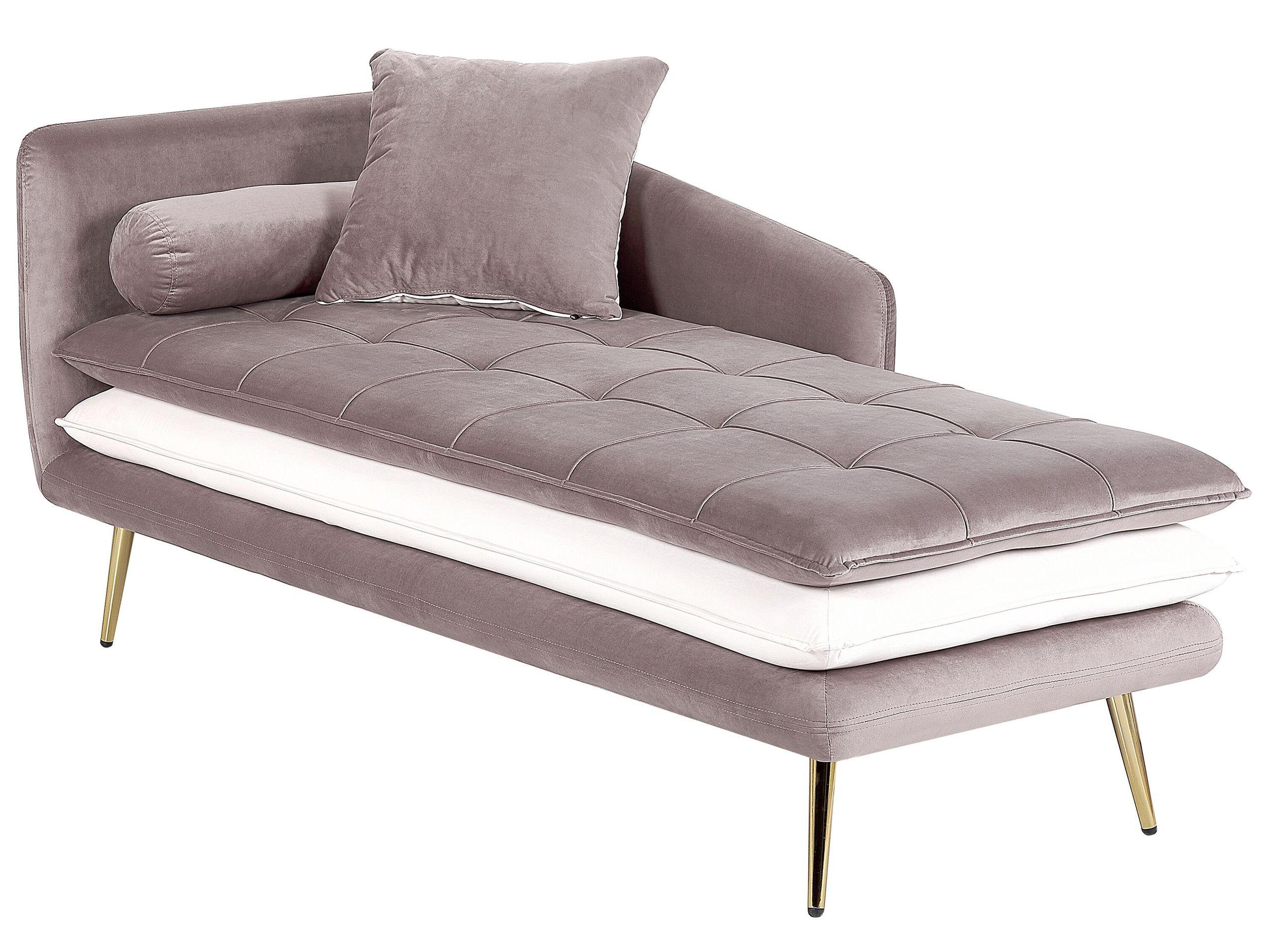 Beliani Linksseitige Chaiselounge aus Samtstoff Modern GONESSE  