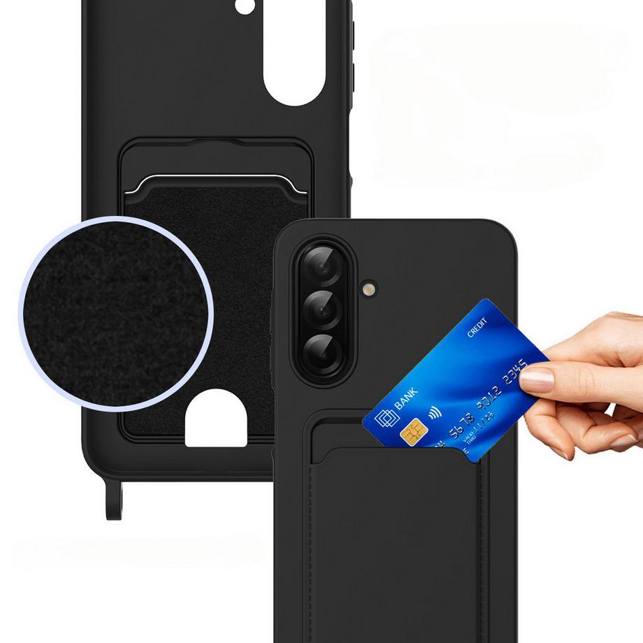 Cover-Discount Galaxy A57 Coque en silicone avec porte-carte et bandoulière  